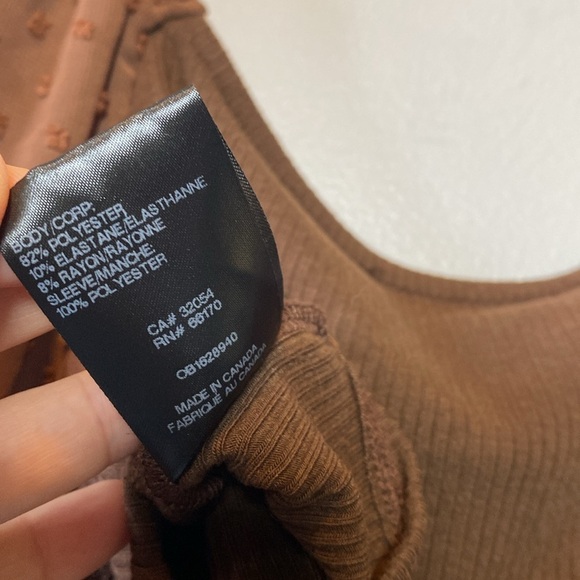 Urban Outfitters Puff Sleeve Blouse Women’s XS Chocolate Brown Cropped Boho Top - Picture 11 of 17